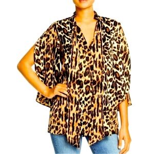 Kenneth Cole leopard top with neck sash